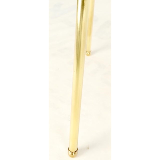 Pair Round Rouge Marble Top Tri Legged Brass Base Mid-Century Modern End Tables For Sale - Image 15 of 15