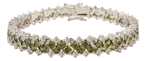 Vintage-Inspired Green Zirconia Ice-Cut Pattern Stacking Bracelet in 925 Silver- Gifts for Her