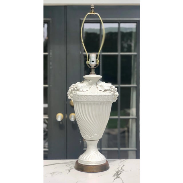 Antique White Antique Italian Capodimonte Style Vase Lamp For Sale - Image 8 of 13
