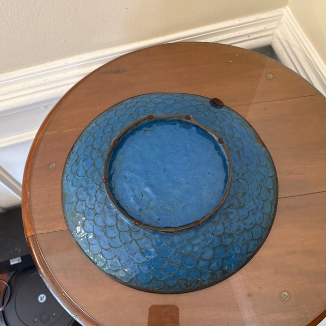 19th Century Meji Period Large Cloisonne Enamel Phoenix Plate For Sale - Image 11 of 12