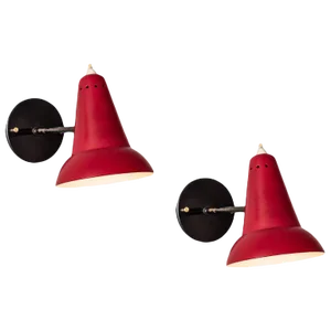 1950s Vintage Gino Sarfatti Style Italian Red Articulating Sconces- A Pair