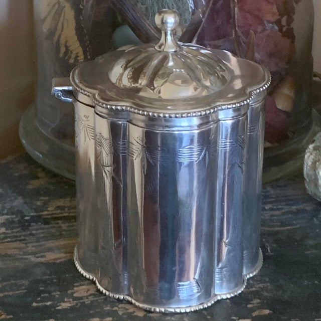 English English Silver Plate Biscuit Box With Bamboo Engraving For Sale - Image 3 of 10