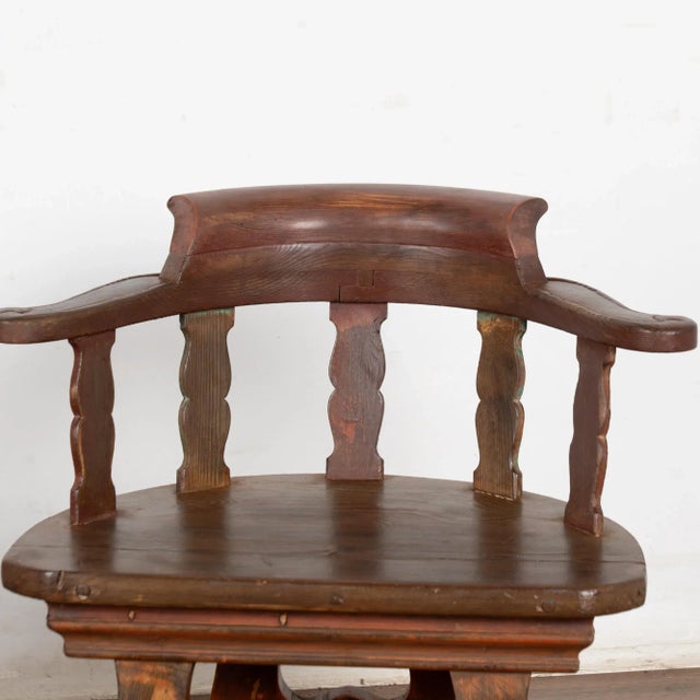 Folk Art Pair, Mid 19th Century Swedish Carved Folk Art Chairs For Sale - Image 3 of 14