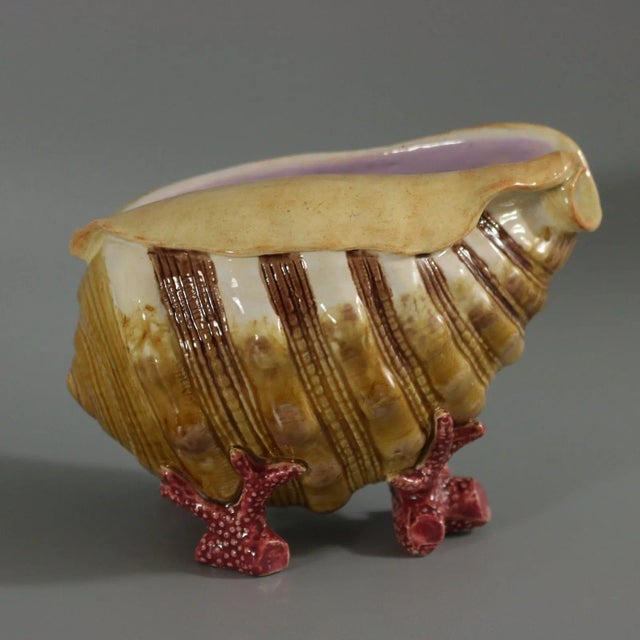 Victorian Minton Majolica Shell Spoon Warmer For Sale - Image 4 of 13