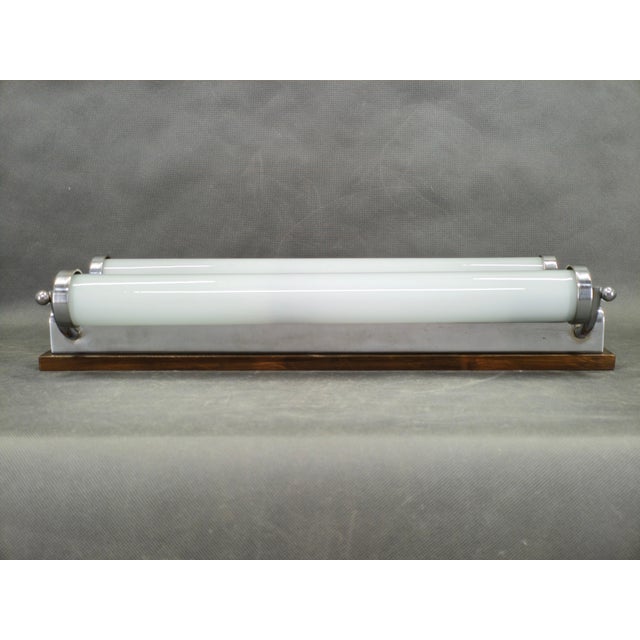 Large Art Deco Chrome and Glass Wall Light, Former Czechoslovakia, 1930s For Sale - Image 3 of 10