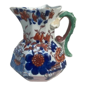 19th Century Ironstone Mason Snake Handle Pitcher Imari Pattern