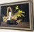 This lathe-art panel is painted wood construction with applied cut-wood relief elements on vertical-plank background,...