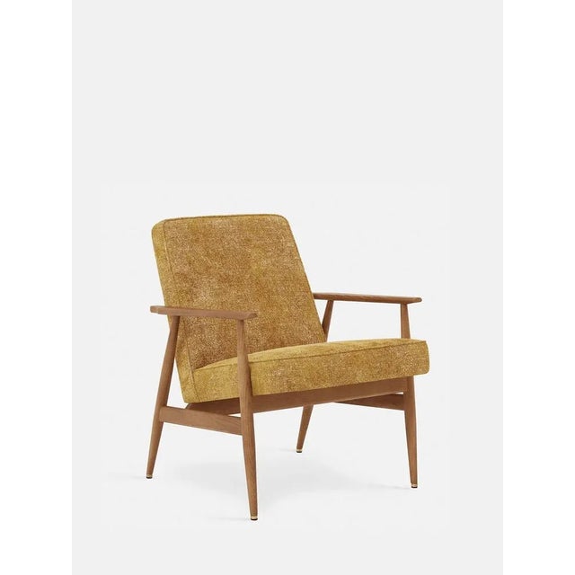 Fox Lounge Chair in Mustard Fabric and Dark Wood, 2023 For Sale - Image 3 of 3