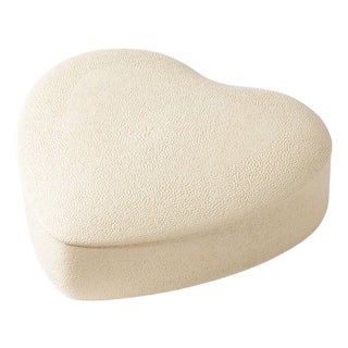 AERIN Faux Shagreen Heart Jewelry Box, Cream For Sale