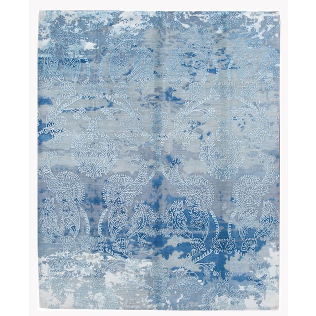 21st Century Modernn Wool & Silk Indian Rug For Sale - Image 13 of 13