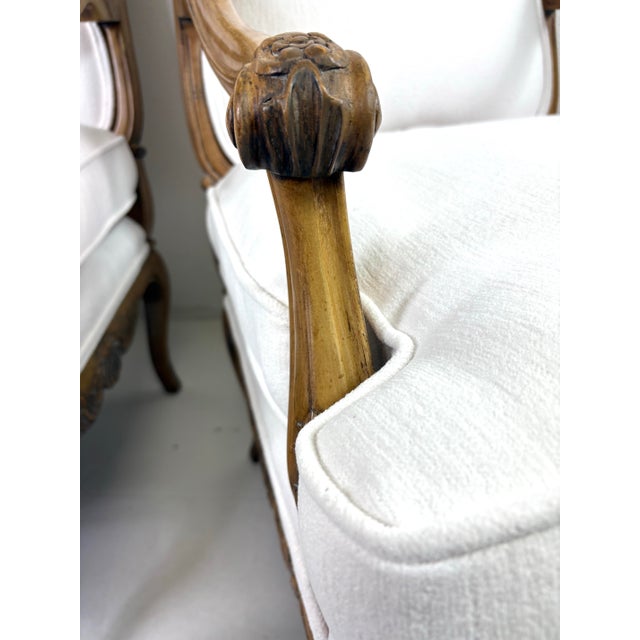 Vintage French Country Style Newly Upholstered Armchairs /Pair For Sale - Image 4 of 11