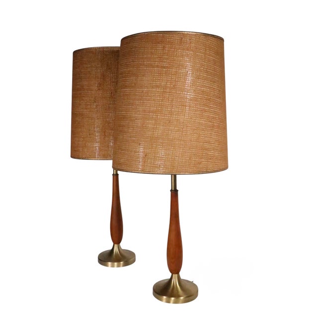 Mid 20th Century Mid Century Table Lamps With Original Burlap Shades - a Pair For Sale - Image 10 of 10