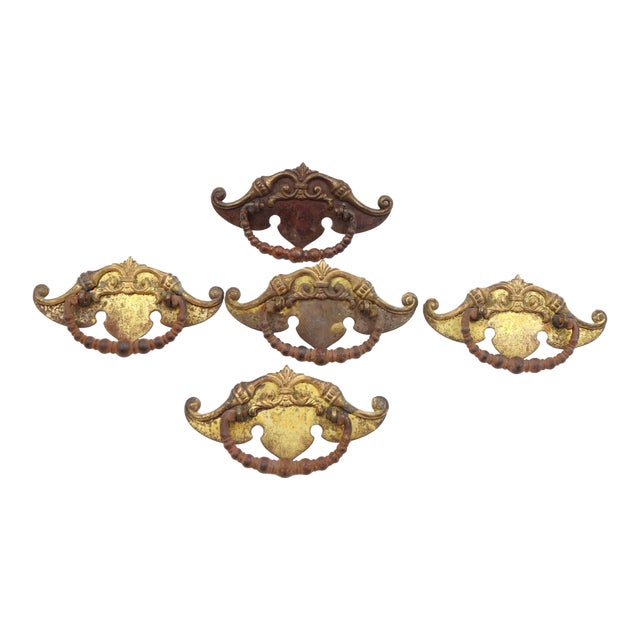 Set of Victorian 6.5 In. Brass Drawer Pulls For Sale