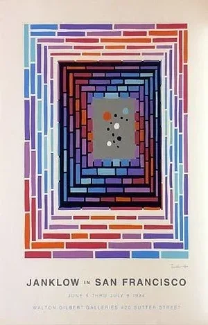 1984 Leonard Janklow Op Art Silkscreen Exhibition Poster