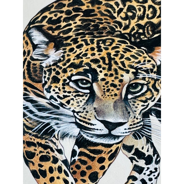 Original Hand-Painted Realism Leopard Painting in an Italian Antique Frame For Sale - Image 4 of 10