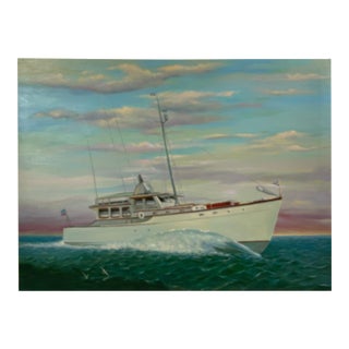 Fishing Oil on Canvas For Sale