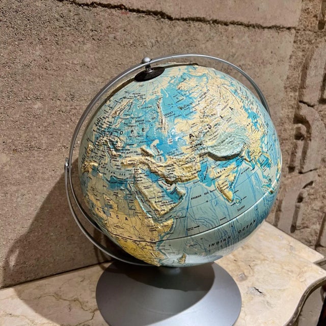1990s Nystrom Sculptural Raised Relief World Globe For Sale In San Diego - Image 6 of 8