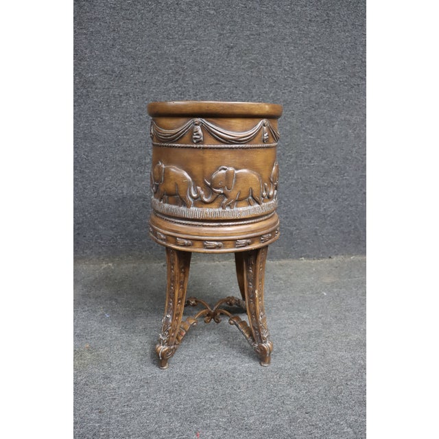 Maitland Smith Attributed Elephant Motif Metal Planter on Tripod Base For Sale In Philadelphia - Image 6 of 9