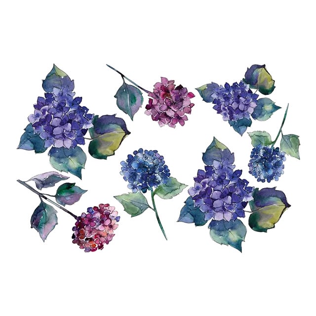 Hydrangea With White Background Paper Placemat Pads- Set of 30 For Sale