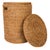 Boho Chic Artifacts Rattan Round Hamper with Lid in Honey Brown For Sale - Image 3 of 8