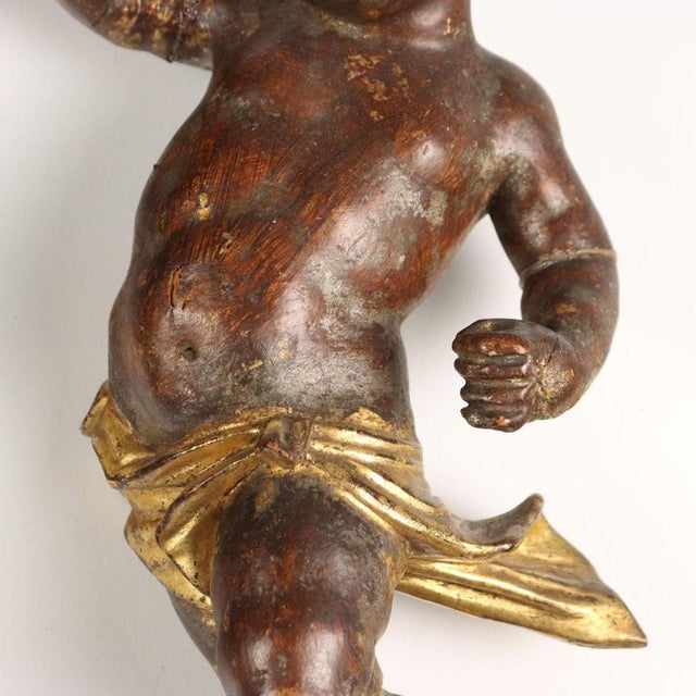Carved Wooden Cherubs, Set of 2 For Sale - Image 5 of 12