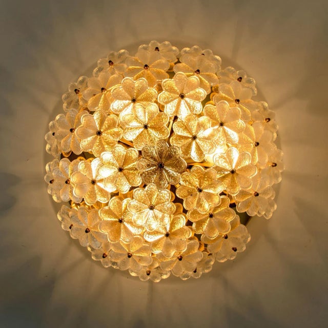 Crystal Flower Flush Mount attributed to Ernst Palme, Germany, 1970s For Sale - Image 12 of 13