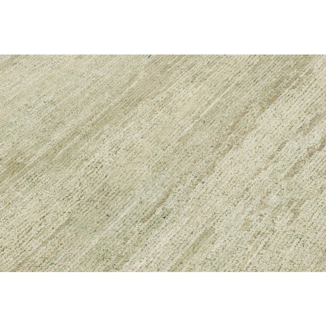 Contemporary Rug & Kilim’s Contemporary Textural Rug in Green and Beige Tones and Striae For Sale - Image 3 of 7
