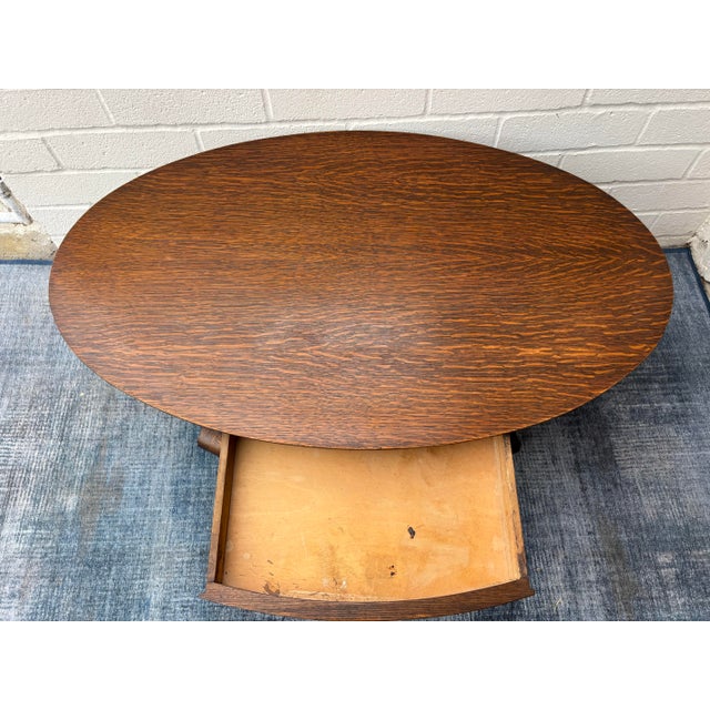 Wood Antique Quarter Sawn American Oak Coffee Table For Sale - Image 7 of 8