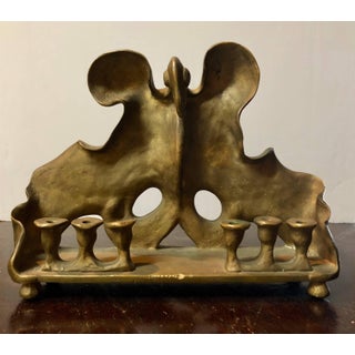 Mosheh Oved, RARE Judaica Holocaust Memorial Menorah Bronze Sculpture For Sale