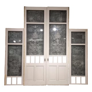 Antique Edged Interior Sliding Double Doors, 1890s, Set of 7 For Sale