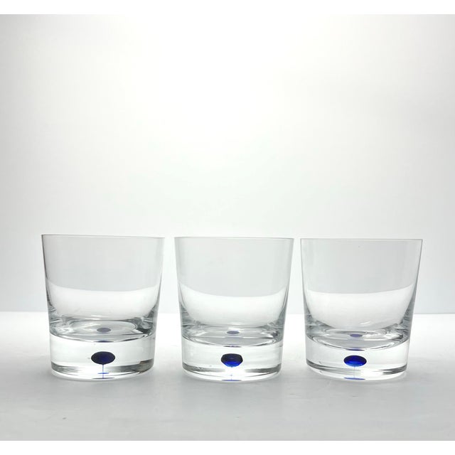 Orrefors “Intermezzo, Blue” 3 Crystal Double Old Fashioned Glasses 3 7/8” 12oz Excellent condition. No chips, cracks, or...