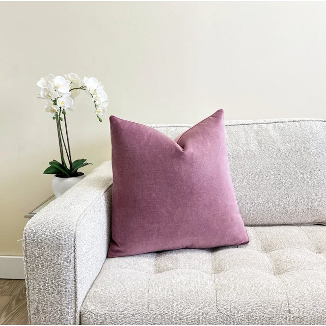 Contemporary Mauve Box Pillow With Feather Down Insert For Sale - Image 3 of 5