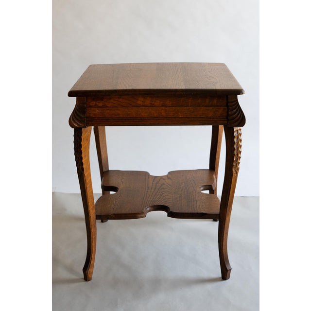 Antique Victorian Oak Square Side Parlor Table With Shelf For Sale In Monterey, CA - Image 6 of 9