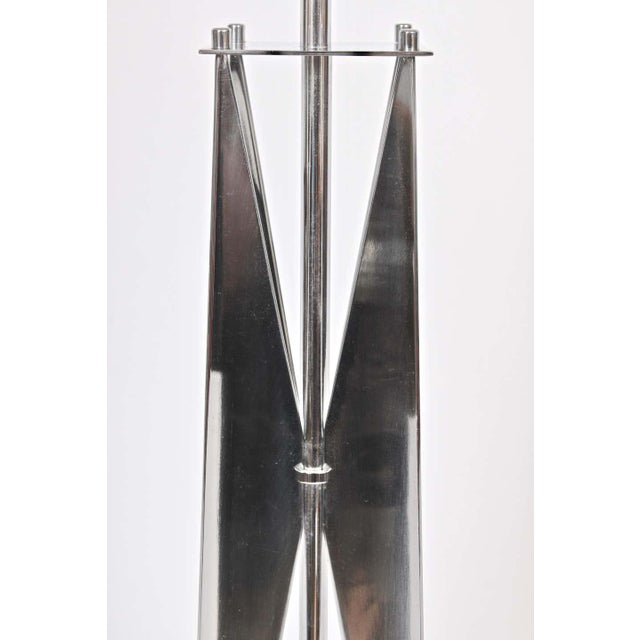 1960s Tall Maurizio Tempestini Chrome & Travertine "Geometric" Table Lamp For Sale - Image 10 of 13