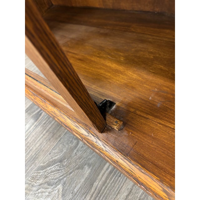 Antique Victorian or Arts and Crafts Style Golden Oak Display Cabinet Bookcase For Sale - Image 9 of 16