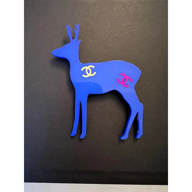 Boho Chic Chanel Reindeer Pin Brooch Vintage 2001 a CC Logo For Sale - Image 3 of 7