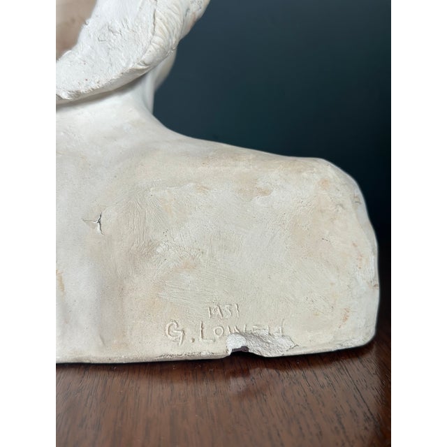 Plaster Portrait Bust of a Woman — G. Lowell, 1951 (Mid-Century Studio Work ) For Sale - Image 4 of 7