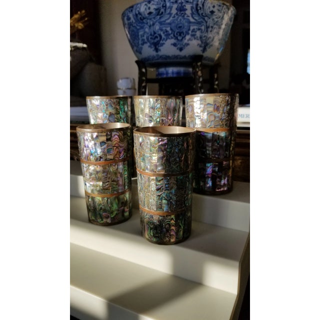 Shell Vintage Abalone Clad Tall Cups For Sale - Image 7 of 12