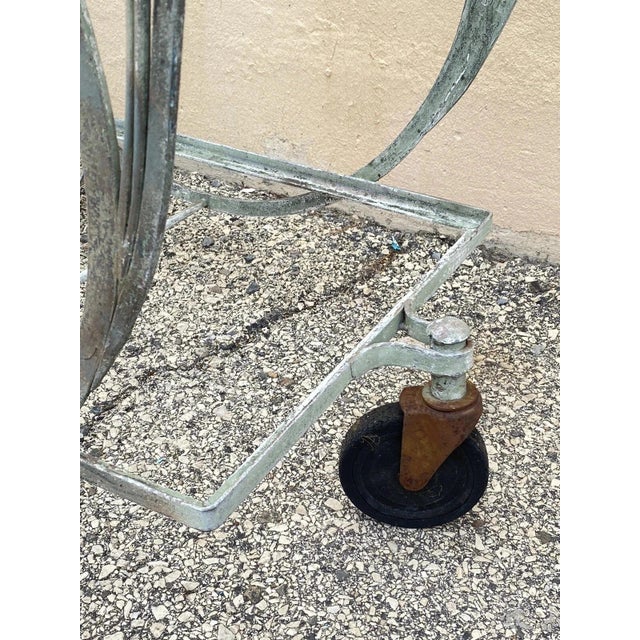 Antique Salterini Mt Vernon Wrought Iron Art Nouveau Patio Serving Bar Tea Cart For Sale - Image 9 of 12