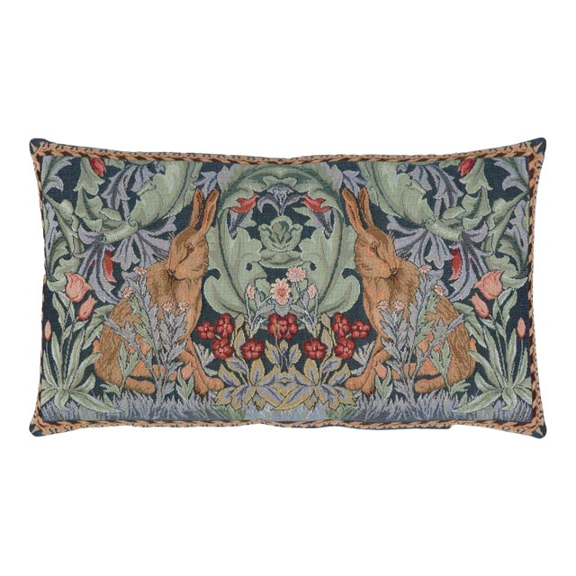 Morris Hares Cushion With Feather Filler - 35x60cm (14"x24") For Sale