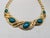 Vintage 1990s Signed Monet Goldtone Cabochon Faux-Green Jasper Collar Necklace For Sale - Image 9 of 9