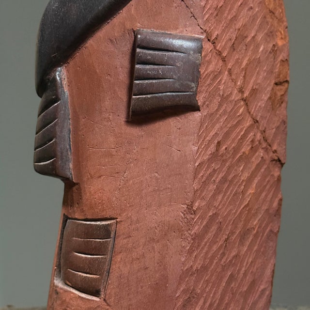 Red Vintage Modernist Shona Hand Carved Stone Sculpture of Two Figures For Sale - Image 8 of 8