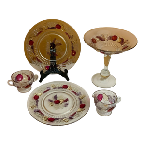 1930s 5 Piece Westmoreland Della Robbia Creamer Sugar 9 Inch Plates Compote