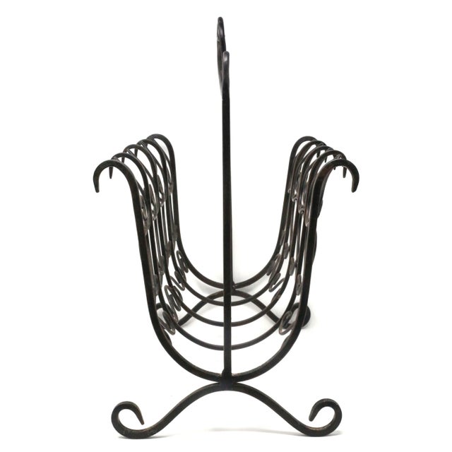 Mid-Century Modern Vintage Mid Century Modern Wrought Iron Magazine Rack For Sale - Image 3 of 9
