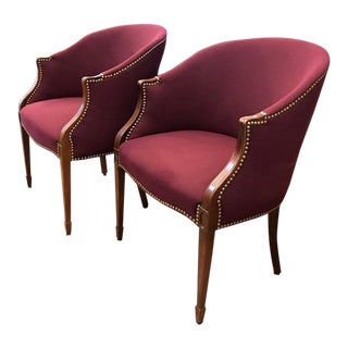 Pair, Club Chairs With Nail Heads For Sale