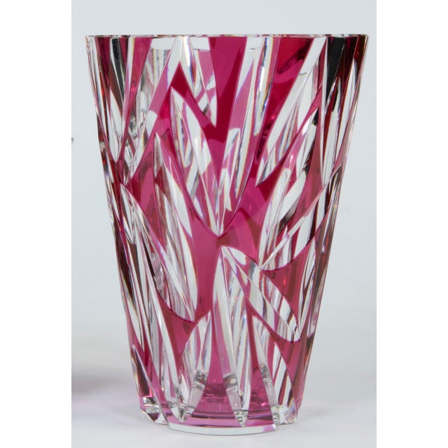 Red and Clear Cut Crystal Vase from Val Saint Lambert, 1920s For Sale - Image 4 of 4