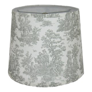 10" Gray Toile Drum Lamp Shade For Sale