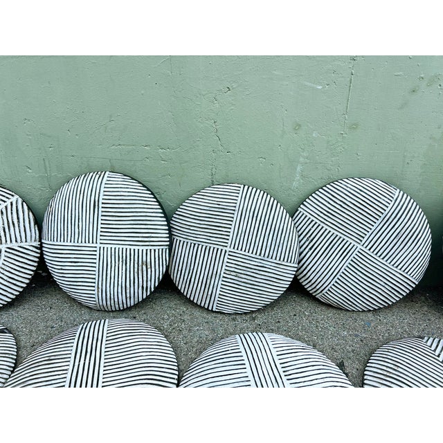 Vintage Round Black & White African Zulu Shield Wall Object For Sale - Image 4 of 4