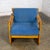 Mid to Late 20th Century Scandinavian Modern Oak Safari Sling Club Armchair Tan Leather Arms & Blue Corduroy For Sale - Image 6 of 18