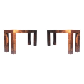 Pair Of Paul Evans Authenticated Cityscape Console Tables For Sale